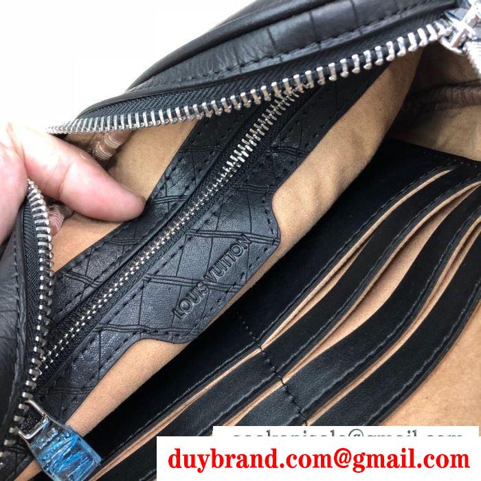 2019SSで一番流行りのモデル louis vuitton ルイ ヴィトン バッグ コピー メンズ クラッチバッグ レザー ブラック 大容量