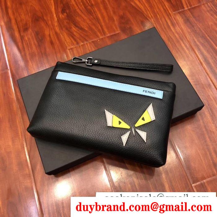 FENDI フェンディ スーパーコピー メンズ クラッチバッグ ブラック バタフライ パターン 激安 ストリートなどに大活躍