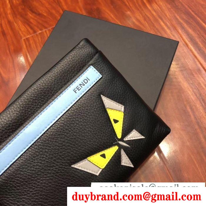 FENDI フェンディ スーパーコピー メンズ クラッチバッグ ブラック バタフライ パターン 激安 ストリートなどに大活躍