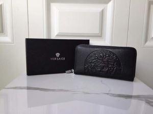 Versace Versace Wallet Zip Long Fallet Men Black Curfskin Spring / Summer để bán thời gian giới hạn!