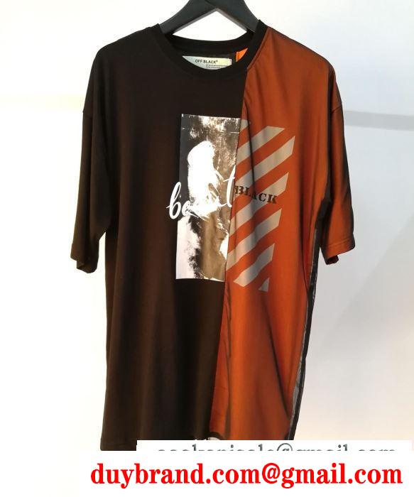 2019春夏トレンドmàu sắc  半袖Tシャツ   Off-White オフホワイト  スタイルアップ見えなシンプル