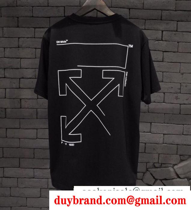注目ブランドスタイル良く見せ  Off-White オフホワイト  半袖Tシャツ  2019夏もゆったり着こなし