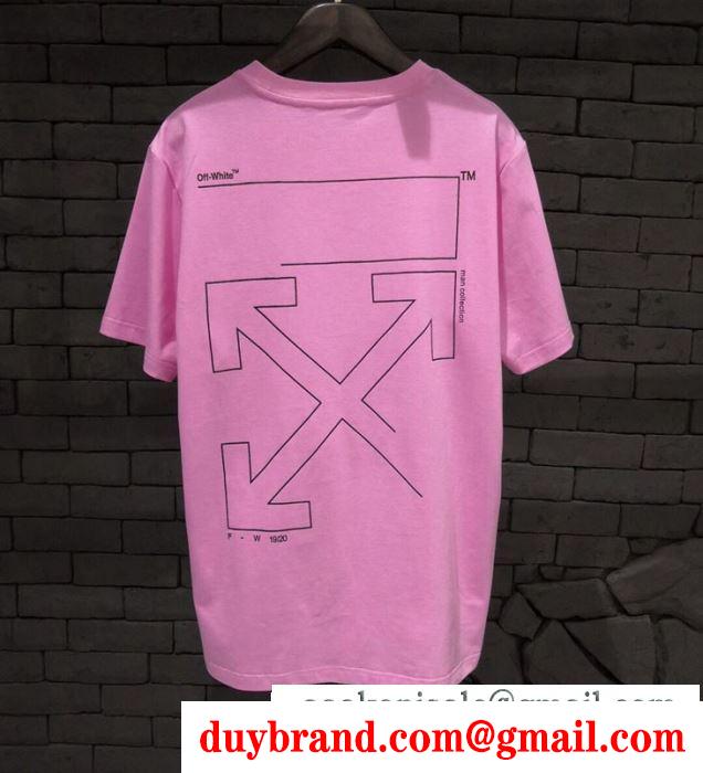 注目ブランドスタイル良く見せ  Off-White オフホワイト  半袖Tシャツ  2019夏もゆったり着こなし