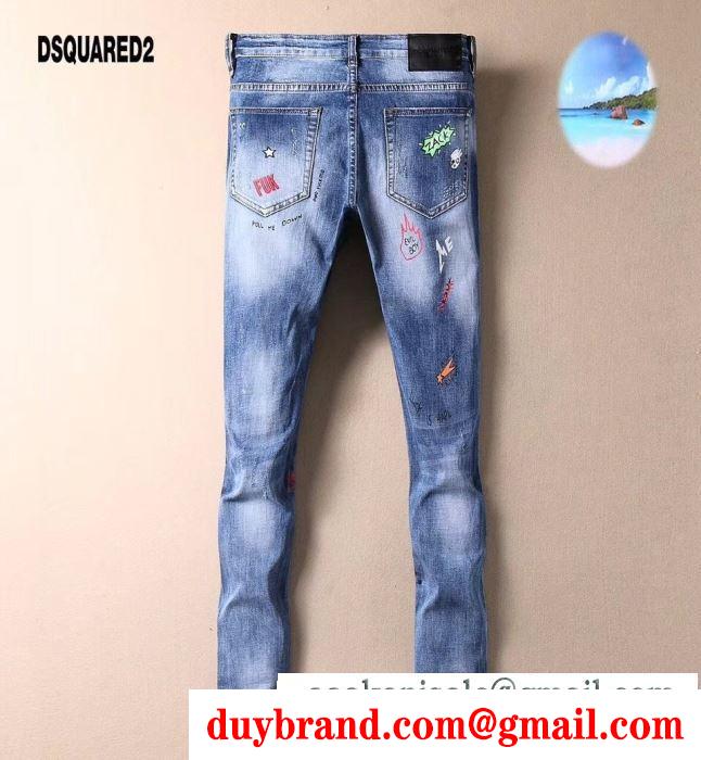 2019ssファション流行を  カジュアルに着こなし  ディースクエアード DSQUARED2  ブランド ジーンズ