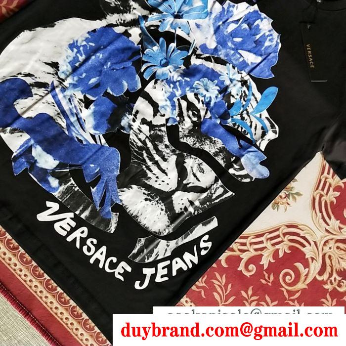 2019春夏トレンドmàu sắc  半袖Tシャツ  ヴェルサーチ VERSA スタイルアップ見えなシンプル