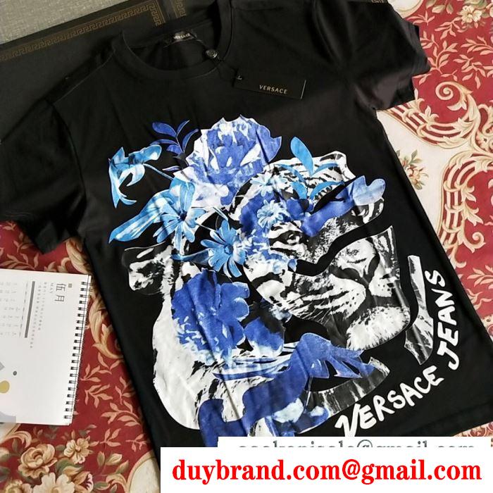 2019春夏トレンドmàu sắc  半袖Tシャツ  ヴェルサーチ VERSA スタイルアップ見えなシンプル