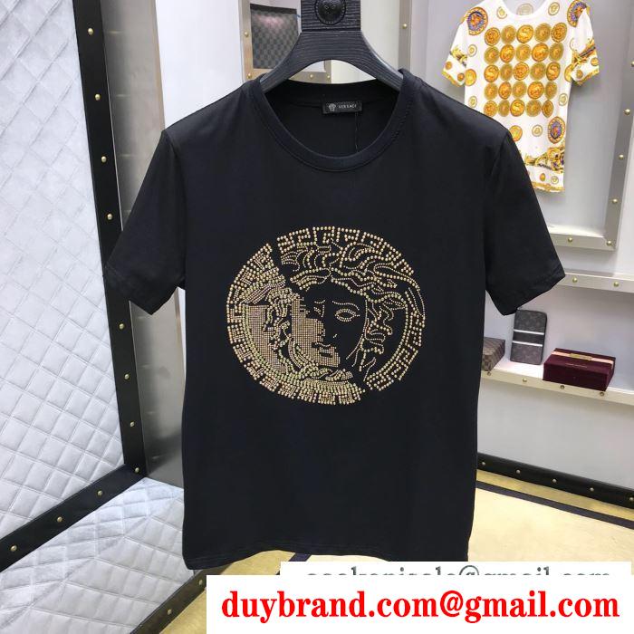 2019春夏トレンドmàu sắc  半袖Tシャツ  ヴェルサーチ VERSA スタイルアップ見えなシンプル