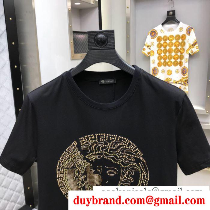 2019春夏トレンドmàu sắc  半袖Tシャツ  ヴェルサーチ VERSA スタイルアップ見えなシンプル
