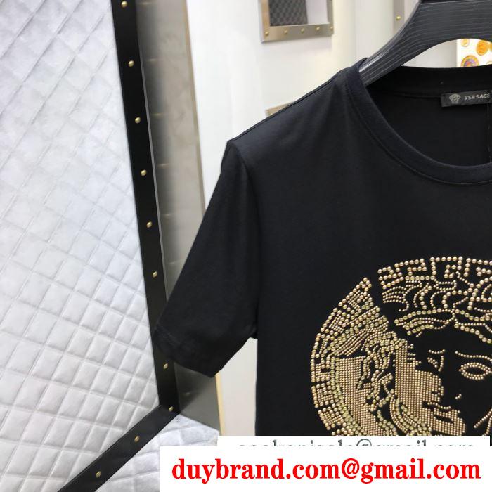2019春夏トレンドmàu sắc  半袖Tシャツ  ヴェルサーチ VERSA スタイルアップ見えなシンプル