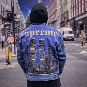Áo khoác denim SUP 19SS Tối ca...