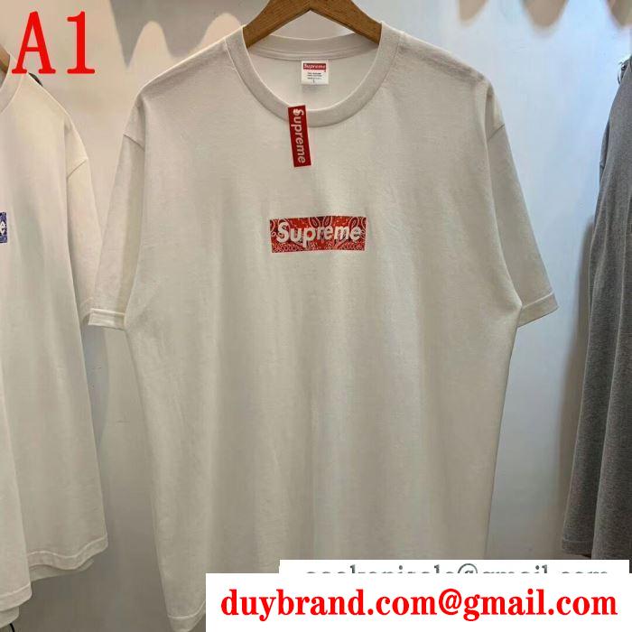 夏の注目2019ブランド新作 2019 box supreme 01fw paisley box logo tee シャツ/半袖 4色可選