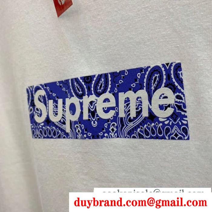 夏の注目2019ブランド新作 2019 box supreme 01fw paisley box logo tee シャツ/半袖 4色可選