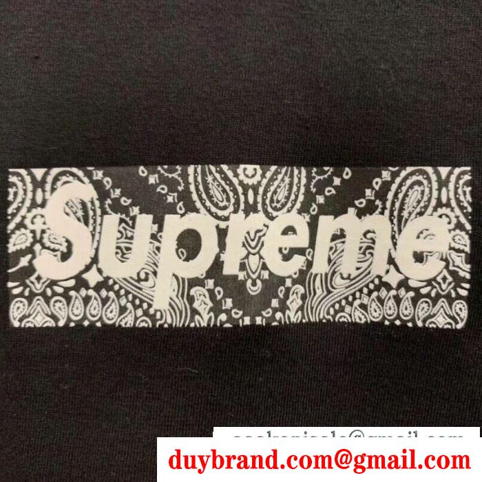 夏の注目2019ブランド新作 2019 box supreme 01fw paisley box logo tee シャツ/半袖 4色可選