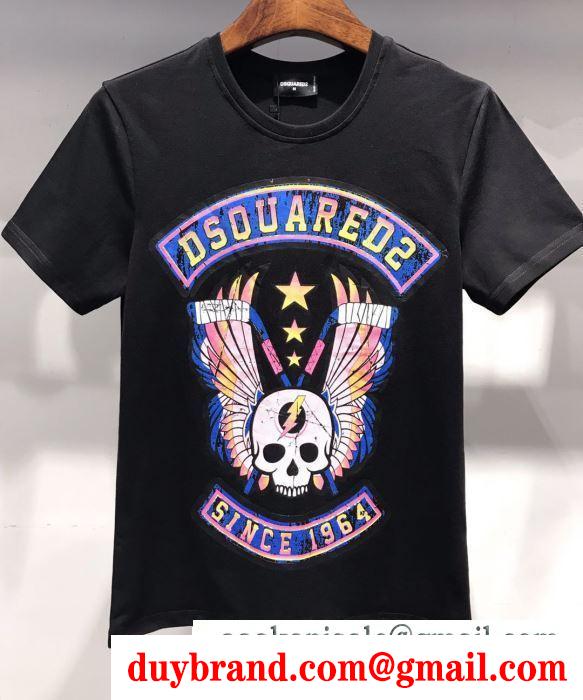 半袖Tシャツ  春夏シーズン継続トレンド新着  2色可選 2019SS新ブーム  ディースクエアード 今季は色を使った注目新品 DSQUARED2 人気にも火をつけて