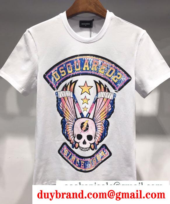 半袖Tシャツ  春夏シーズン継続トレンド新着  2色可選 2019SS新ブーム  ディースクエアード 今季は色を使った注目新品 DSQUARED2 人気にも火をつけて