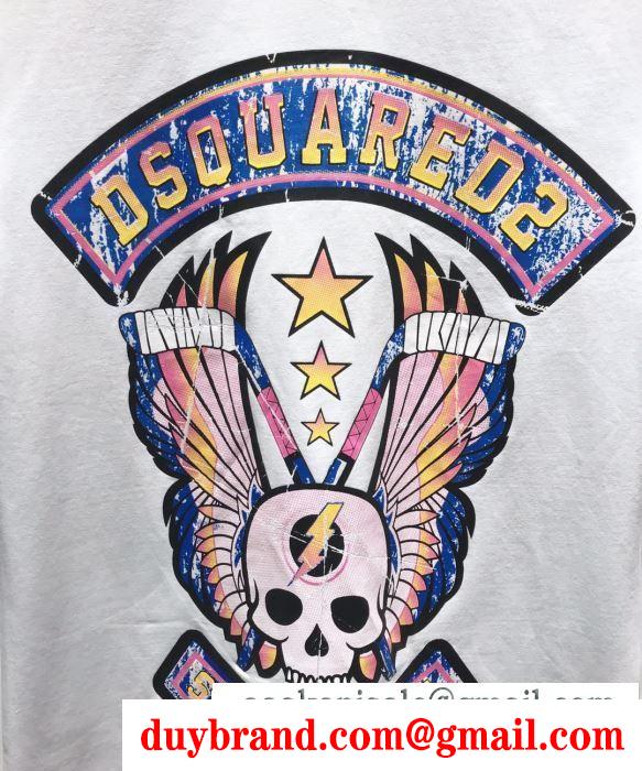 半袖Tシャツ  春夏シーズン継続トレンド新着  2色可選 2019SS新ブーム  ディースクエアード 今季は色を使った注目新品 DSQUARED2 人気にも火をつけて