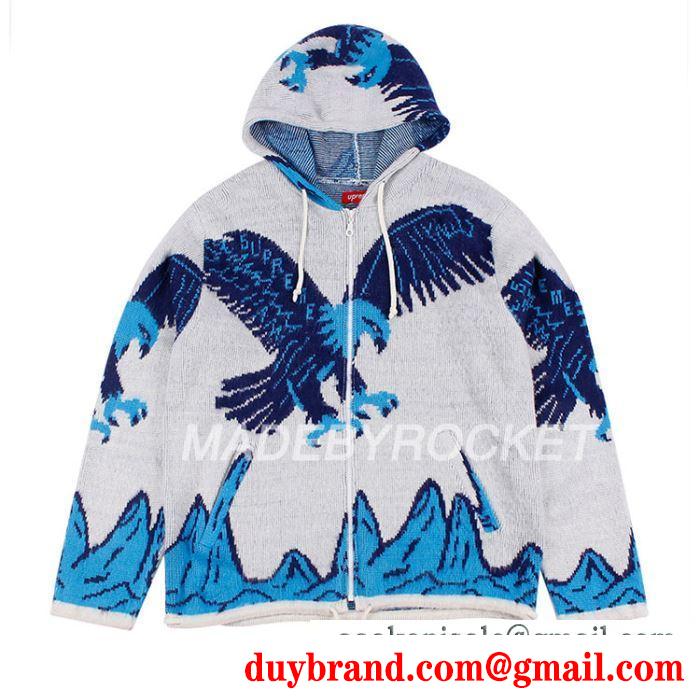 秋から大活躍 パーカー 活躍するトレンドアイテム 2019トレンドアイテム激安 supreme eagle hooded zip up sweater