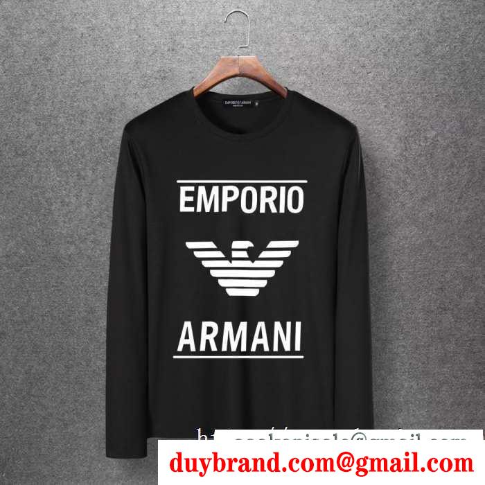アルマーニ armani 長袖tシャツ 多色可選 2019秋冬の必需品 季節感溢れる秋らしいコーデ