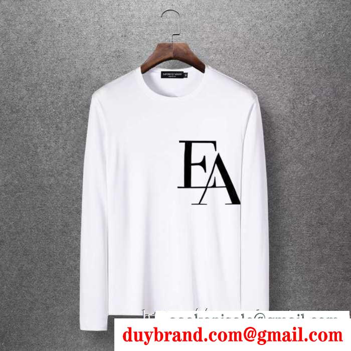 冬ファッションコーデの幅も広がる アルマーニ armani 長袖tシャツ 多色可選 2019秋冬の必需品