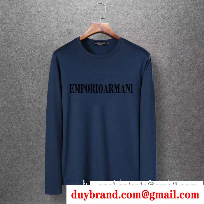 長袖Tシャツ 多色可選 季節感溢れる秋らしいコーデ 2019年秋冬最新のトレンド アルマーニ armani