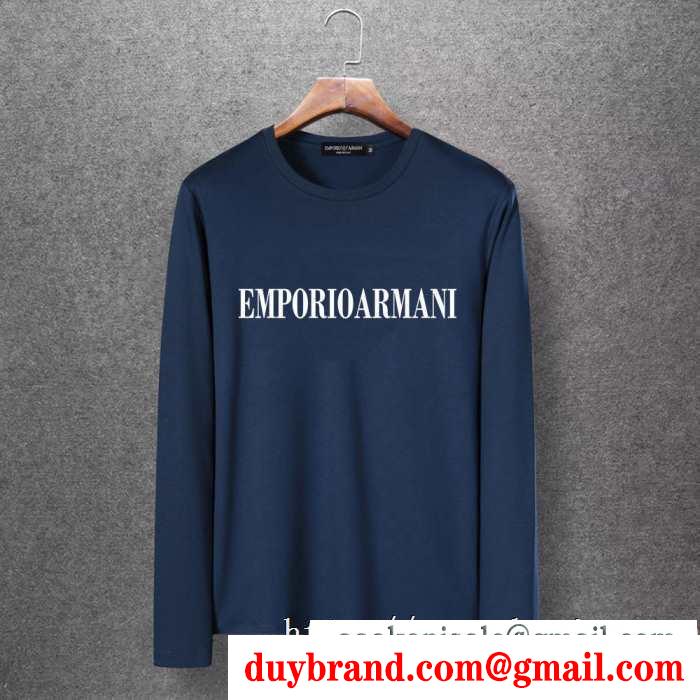 長袖Tシャツ 多色可選 季節感溢れる秋らしいコーデ 2019年秋冬最新のトレンド アルマーニ armani