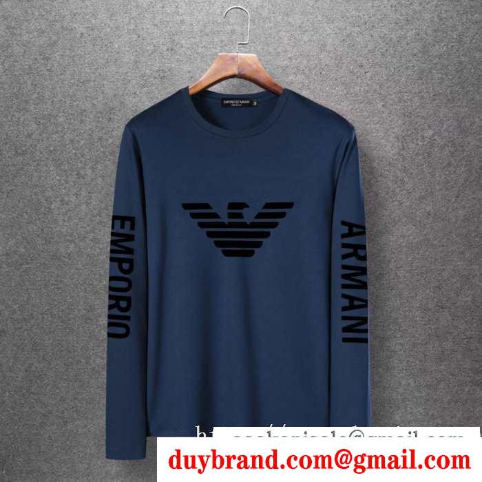 アルマーニ armani 長袖tシャツ 多色可選 秋冬着こなしも上品に演出 2019秋冬におすすめ着こなし
