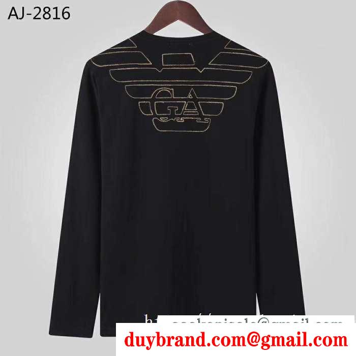 アルマーニ armani 長袖tシャツ 2色可選 秋冬らしいカジュアルな雰囲気を持つ 2019年秋冬最新のトレンド