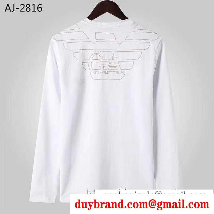 アルマーニ armani 長袖tシャツ 2色可選 秋冬らしいカジュアルな雰囲気を持つ 2019年秋冬最新のトレンド