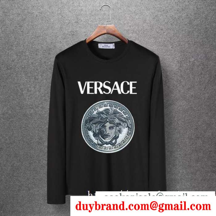 4色可選 長袖tシャツ 2019秋冬におすすめ着こなし 秋のコーデで使いやすい ヴェルサーチ versace