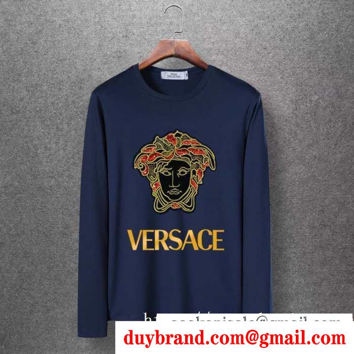 冬コーデが華やぐ本命 2019秋冬におすすめ着こなし ヴェルサーチ versace 長袖tシャツ 4色可選