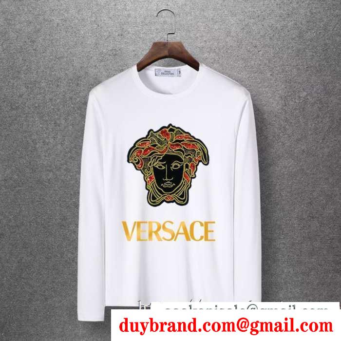 冬コーデが華やぐ本命 2019秋冬におすすめ着こなし ヴェルサーチ versace 長袖tシャツ 4色可選