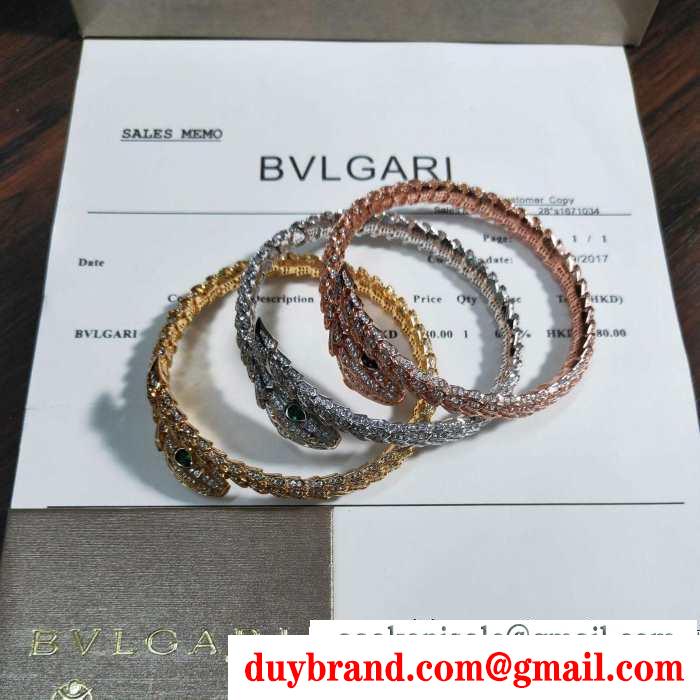 3色可選 街のおしゃれさんも愛用 ブルガリ BVLGARI 秋冬ファッションを明るくなる ブレスレット 2019秋冬におすすめ着こなし