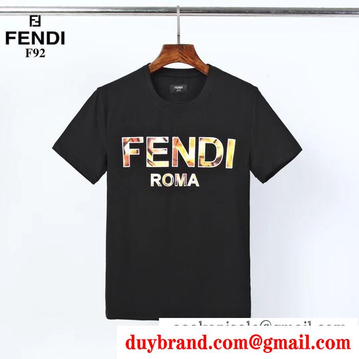 身軽なアクティブコーデ  フェンディ2色可選  FENDI軽やかな印象に着こなす 半袖Tシャツ実用性も意識