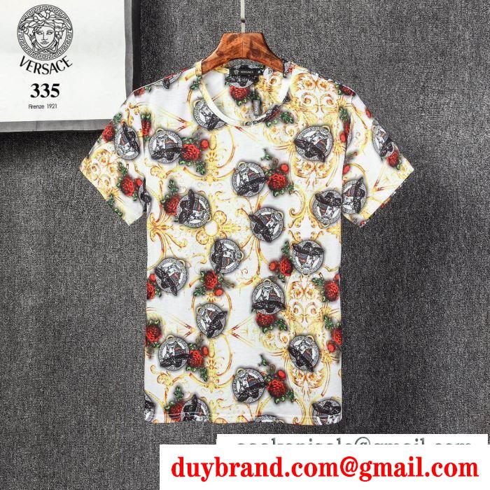 多色可選 半袖Tシャツ  春夏の上品コーデ ヴェルサーチ 華やかさを一瞬で引き上げ VERSACE