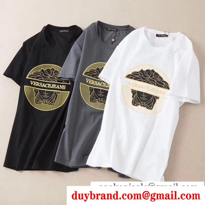 半袖Tシャツ 3色可選  軽やかにコーデを楽しむ ヴェルサーチ VERSACE 人の心をくすぐる柄が素敵