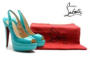 Louboutin Louboutin Peep Toe xinh đẹp Sing Back Blue Peep Toep Toe Slingback_Bristian Louboutin_ Thương hiệu giá rẻ (lớn nhất )