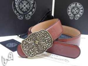 Chrome Hearts Belt Chrome Hearts Wine Red Leather Flower Mẫu Cross Logo Silver Cổ điển Buckle Buckle Belt