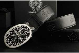 Chrome Hearts cổ điển Oval Cross Buckle Buckle đáng ngạc nhiên là ngôi sao nổi tiếng logo Black Leather Men's Chrome Hearts Belt _Chrom Hearts Chrome Heart