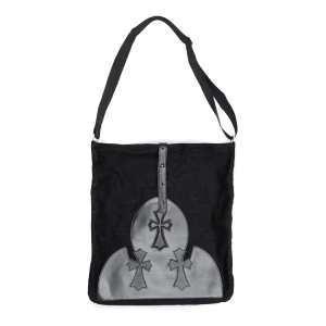 Chrome Hearts Chrome Hearts Túi nổi tiếng TOTE Túi giao hàng ngay lập tức! Tối đa một nửa túi vai nam Taka Black Leather Cross Patch _Chrom Hearts clom Heart