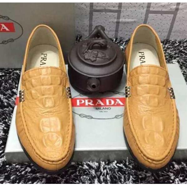 Da cao chất lượng độc đáo Glossy Prada Prada Giày thông thường _ giày thể thao, giày