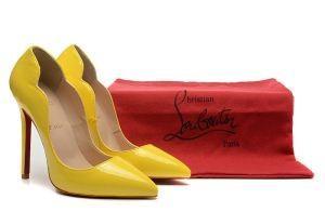 Máy bơm da puttent màu vàng Louboutin xinh đẹp lượn sóng 12cm bằng sáng chế bằng sáng chế bằng sáng chế da lượn sóng pointed_bristian louboutin_ Thương hiệu giá rẻ (lớn nhất )