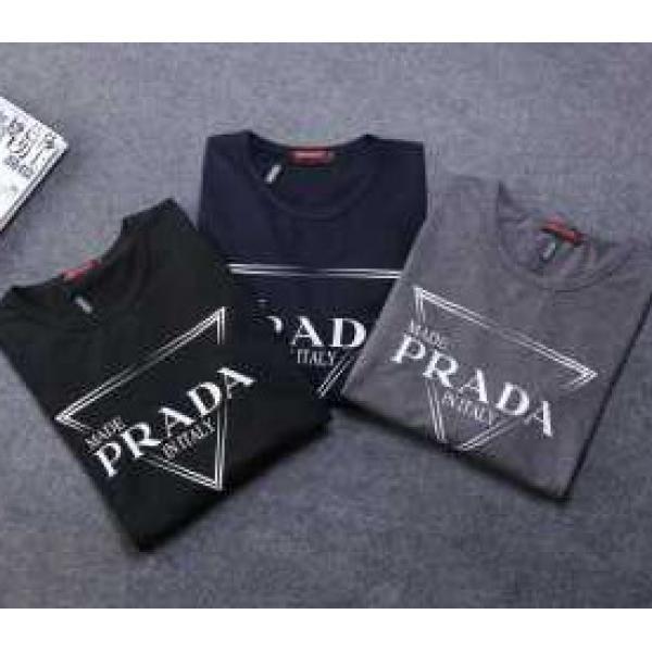 Được đánh giá cao phổ biến Prada Prada có độ bền cao dài tay dài T -Shirt 3 Lựa chọn màu _ Long -sleeved t -shirt _ thời trang nam