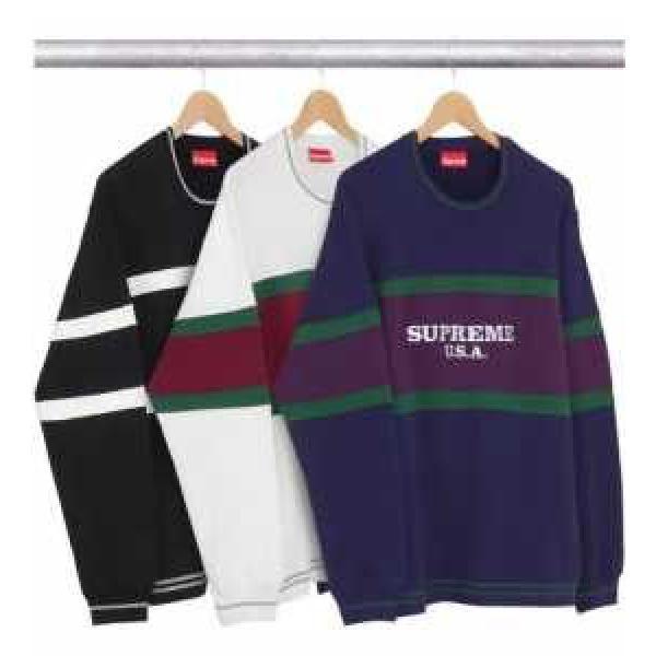 Tối cao 16FWCENTER STRIPE Crewneck Parker Parker nam và nữ _ áo khoác Parker Court