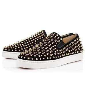 Hot nổi tiếng Christianle Buzzan Con lăn phẳng Spike Spike Suede Slippong Neaker Con lăn