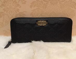 LEBOY Caviar Skin Long Wallet ...