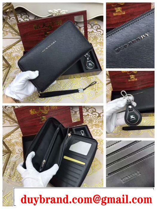 最安値お買い得 バーバリー財布メンズ BURBERRY ラウンドファスナーウォレットロゴ有り長財布プレゼント
