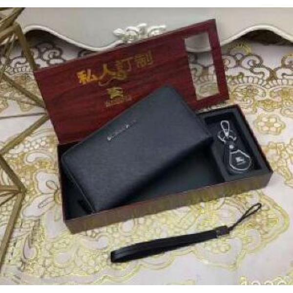 BARBERRY WELET Đàn ông Burberry Round Fastener Fallet Logo với ví dài