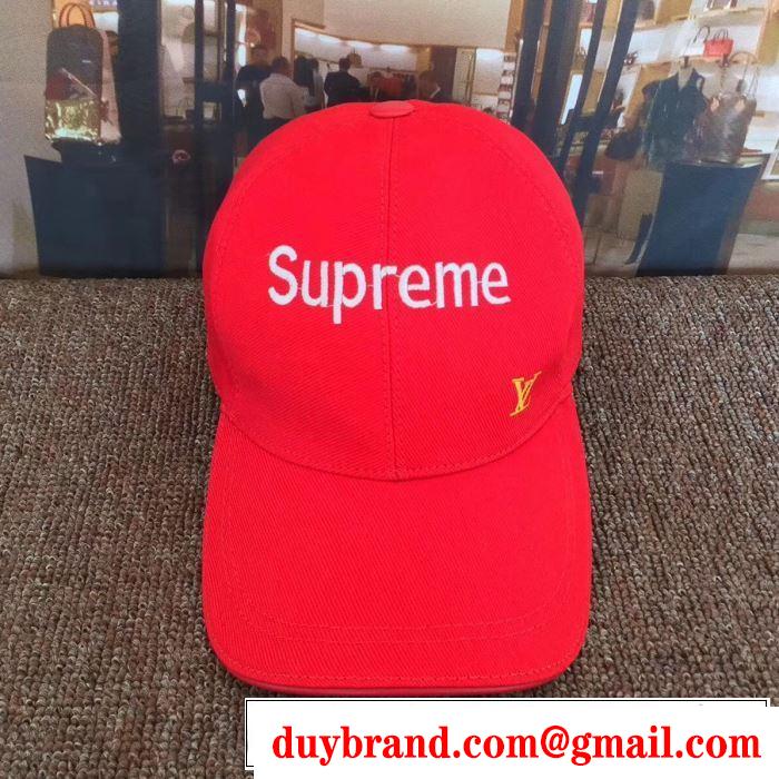 高級感を演出するSUPREMEルイヴィトンｘシュプリームキャップコピーのブラック、ホワイト、ピンク、赤色のベースボールキャップ