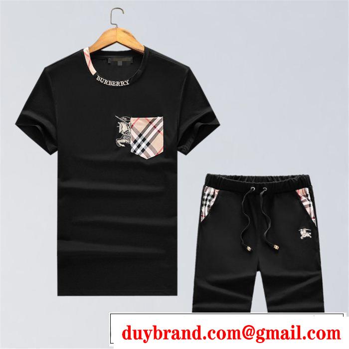 バーバリー 2色可選半袖Ｔシャツ大流行中上品でファッション18ＳＳ美品 上下セット BURBERRY