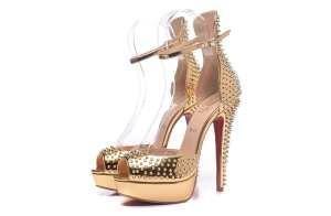 Louboutin louboutin Gold Gold Spike People 14cm Gold Spike Peep Toep Toe Sandals_Bristian Louboutin_ Thương hiệu giá rẻ (lớn nhất )